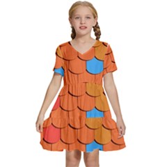 Phone Wallpaper Roof Roofing Tiles Roof Tiles Kids  Short Sleeve Tiered Mini Dress