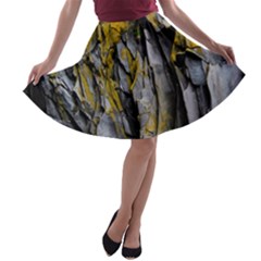 Rock Wall Crevices Geology Pattern Shapes Texture A-line Skater Skirt by artworkshop