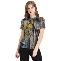 Rock Wall Crevices Geology Pattern Shapes Texture Women s Short Sleeve Rash Guard by artworkshop