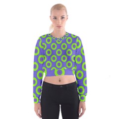 Polka-dots-green-blue Cropped Sweatshirt by nate14shop