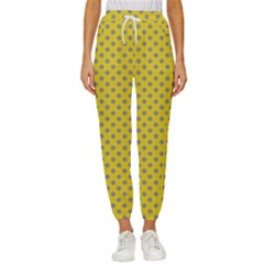 Polka-dots-light Yellow Cropped Drawstring Pants by nate14shop