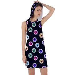 Eye Halloween Pattern Racer Back Hoodie Dress by designsbymallika