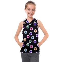 Eye Halloween Pattern Kids  Sleeveless Hoodie by designsbymallika