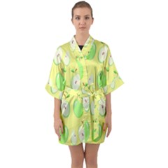 Apples Half Sleeve Satin Kimono 