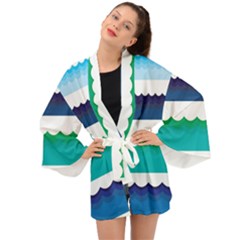 Water-border Long Sleeve Kimono by nate14shop