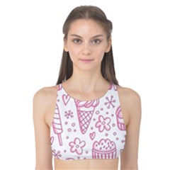 Illustration-pink-ice-cream-seamless-pattern Tank Bikini Top by nate14shop