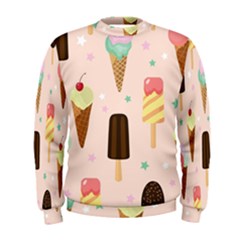 Cute-pink-ice-cream-and-candy-seamless-pattern-vector Men s Sweatshirt by nate14shop