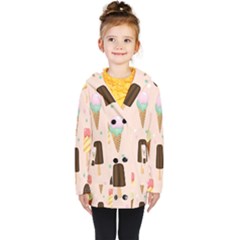 Cute-pink-ice-cream-and-candy-seamless-pattern-vector Kids  Double Breasted Button Coat