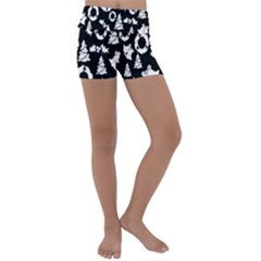 Backdrop-black-white,christmas Kids  Lightweight Velour Yoga Shorts by nate14shop