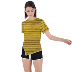 Bamboo-yellow Asymmetrical Short Sleeve Sports Tee