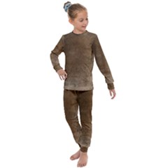 Background-wood Pattern Dark Kids  Long Sleeve Set  by nate14shop