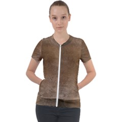 Background-wood Pattern Dark Short Sleeve Zip Up Jacket