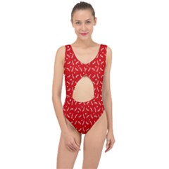 Christmas Pattern,love Red Center Cut Out Swimsuit by nate14shop