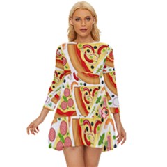 Pizza Love Long Sleeve Babydoll Dress by designsbymallika