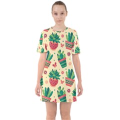 Cactus Love 5 Sixties Short Sleeve Mini Dress by designsbymallika