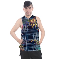 Color-background-structure-lines- Men s Sleeveless Hoodie by Jancukart