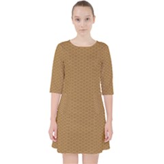 Template-wood Design Quarter Sleeve Pocket Dress