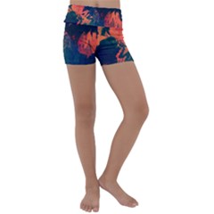 Background-abstrac Orange Kids  Lightweight Velour Yoga Shorts