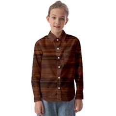 Texture-dark Wood Kids  Long Sleeve Shirt by nateshop