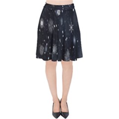 Snowflakes,white,black Velvet High Waist Skirt