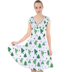 Christmas-trees Cap Sleeve Front Wrap Midi Dress by nateshop