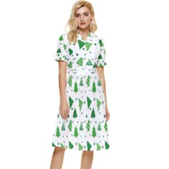 Christmas-trees Button Top Knee Length Dress by nateshop