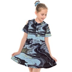 Abstract Painting Black Kids  Short Sleeve Shirt Dress by nateshop