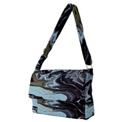 Abstract Painting Black Full Print Messenger Bag (m)