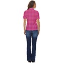 Abstract-pink Love Women s Short Sleeve Double Pocket Shirt View4