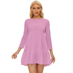 Background Pink Modern Long Sleeve Babydoll Dress