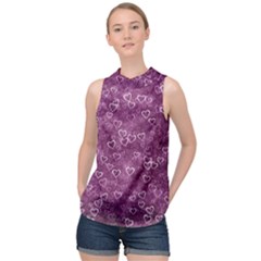 Background Purple Love High Neck Satin Top