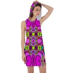 Abstract-karakkter Racer Back Hoodie Dress