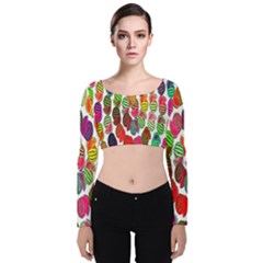 Watermelon Velvet Long Sleeve Crop Top