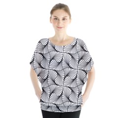 Abstract-gray Batwing Chiffon Blouse