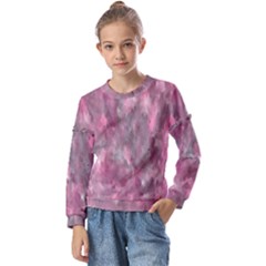 Abstract-pink Kids  Long Sleeve Tee With Frill 