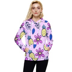 Flowers Purple Women s Lightweight Drawstring Hoodie