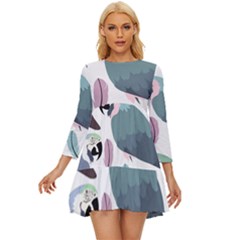 Parrot Long Sleeve Babydoll Dress by nateshop