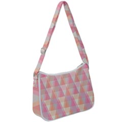 Pattern Triangle Pink Zip Up Shoulder Bag by nateshop