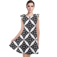 Pattern-black Tie Up Tunic Dress by nateshop