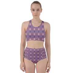 Pattern-puple Box Racer Back Bikini Set by nateshop