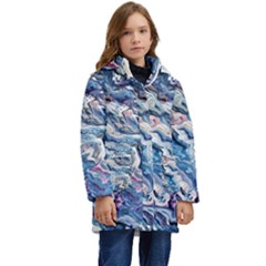 Abstract Waves Kid s Hooded Longline Puffer Jacket