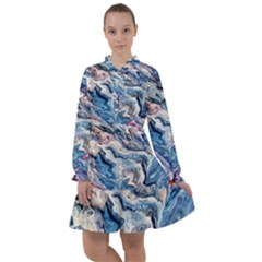 Abstract Waves All Frills Chiffon Dress