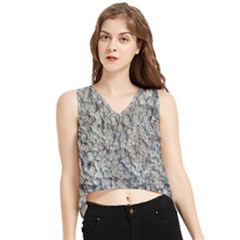 Cracked Texture Print V-neck Cropped Tank Top by dflcprintsclothing