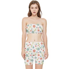  Background Colorful Floral Flowers Stretch Shorts And Tube Top Set by artworkshop