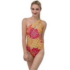 Background Colorful Floral To One Side Swimsuit by artworkshop