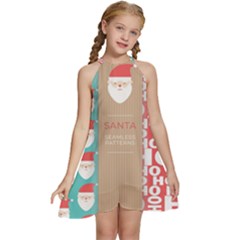  Christmas Claus Continuous Kids  Halter Collar Waist Tie Chiffon Dress by artworkshop