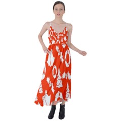 Orange Background Card Christmas  Tie Back Maxi Dress by artworkshop