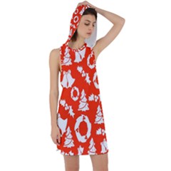 Orange Background Card Christmas  Racer Back Hoodie Dress by artworkshop