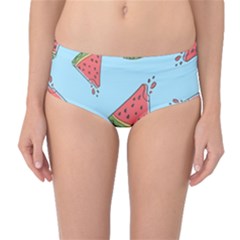 Watermelon-blue Mid-waist Bikini Bottoms by nateshop