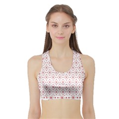 Pattern Christmas Pattern Red Stars Sports Bra With Border